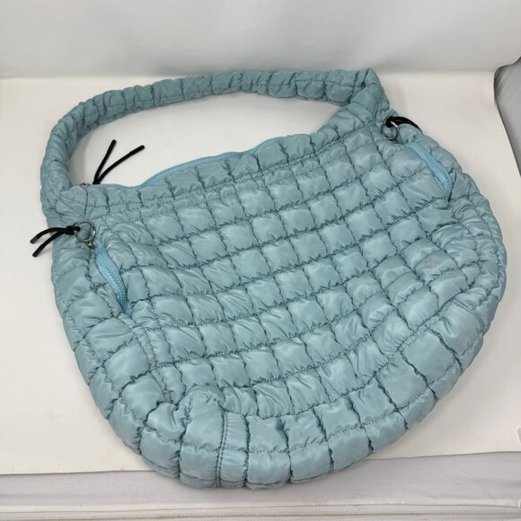 Free People Movement Quilted Large Gym Carryall Tote Bag Light Blue Travel - Picture 2 of 7